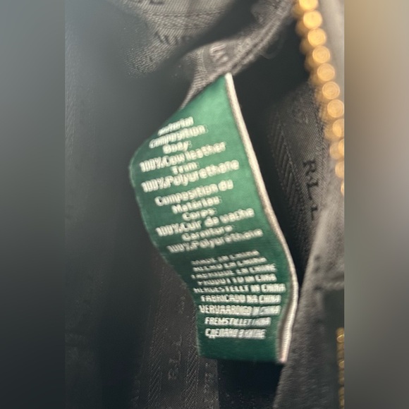 Lauren Ralph Lauren Millbrook Whipstitch Black Leather Medium Satchel Bag Purse - Picture 10 of 13